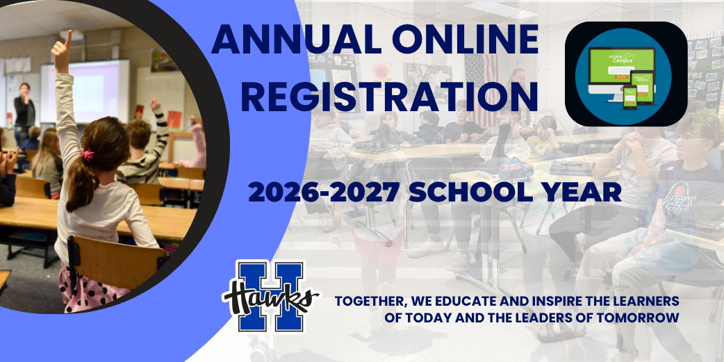 Annual Online Registration for 2026-2027 school year begins March 23rd and ends May 1st