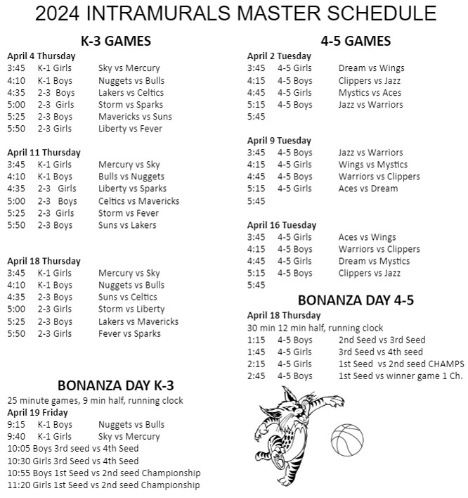 Intramural Basketball Schedule 2024