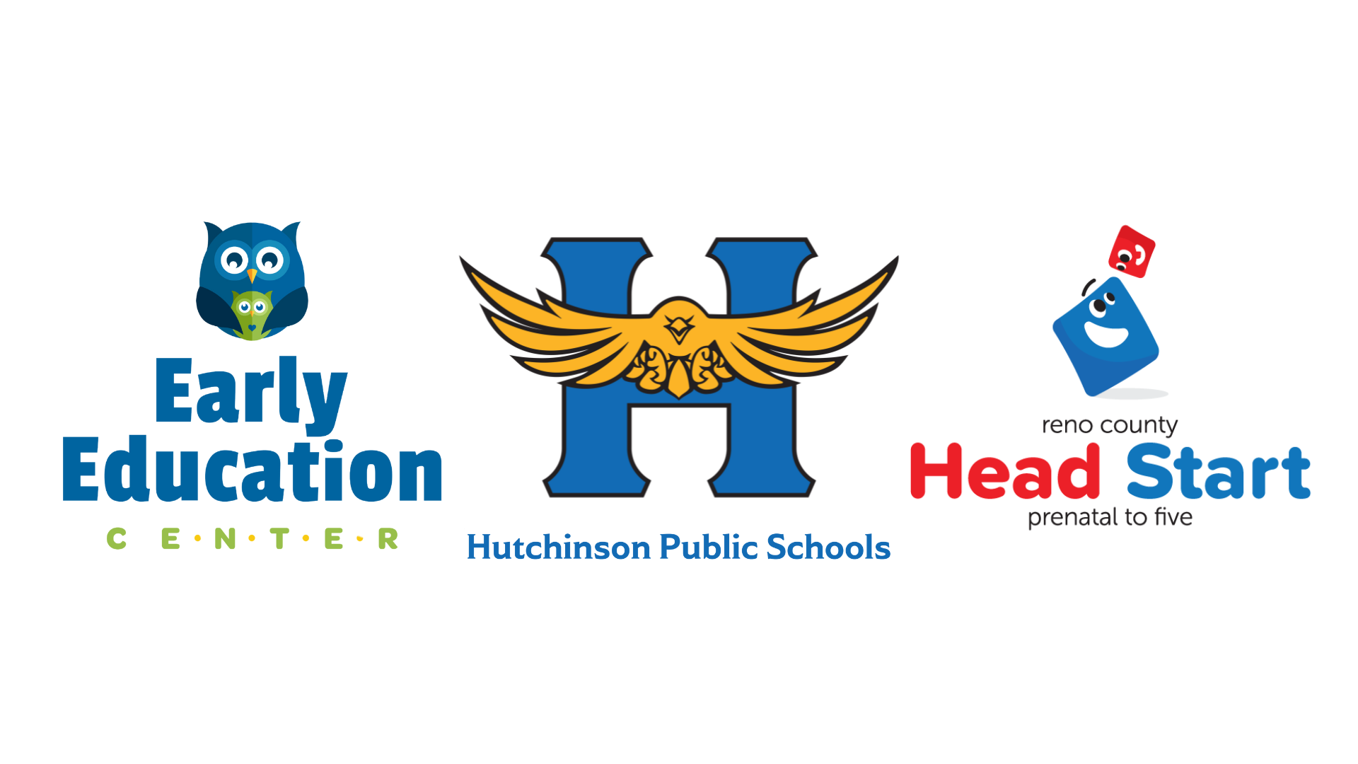 early childhood education logos- early education center, hutchinson public schools,  reno county head start prenatal to five