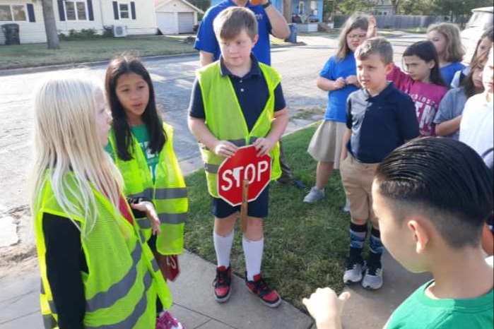 Students participate in cross walk guard duty