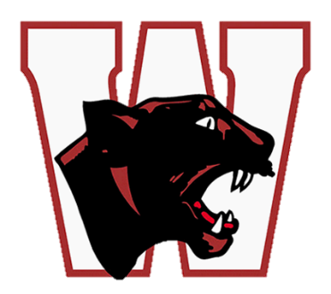 Watervliet Panther logo - "W" with a panther right-facing panther head inside.