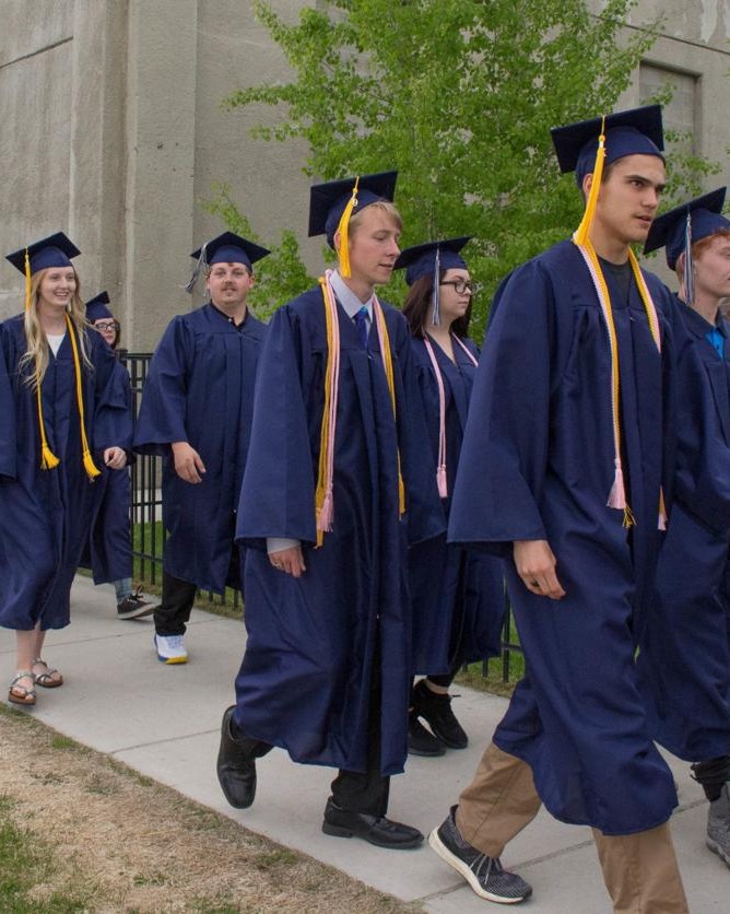 Graduates in caps and gowns