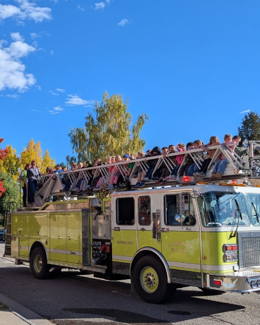 1st grade on fire truck