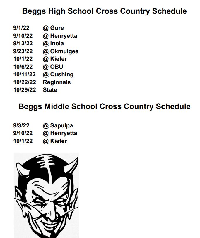Cross Country Schedule 