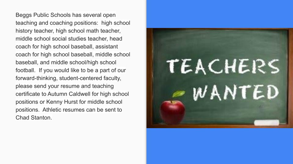 Job Listings Beggs Public Schools