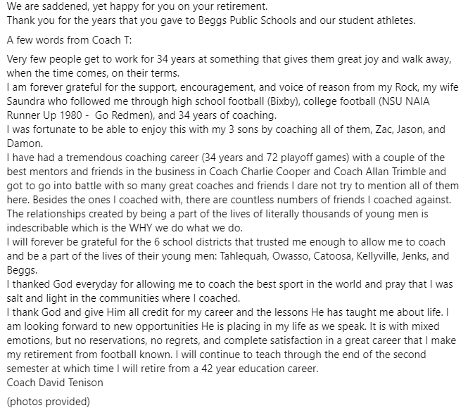 Coach T retirement story 