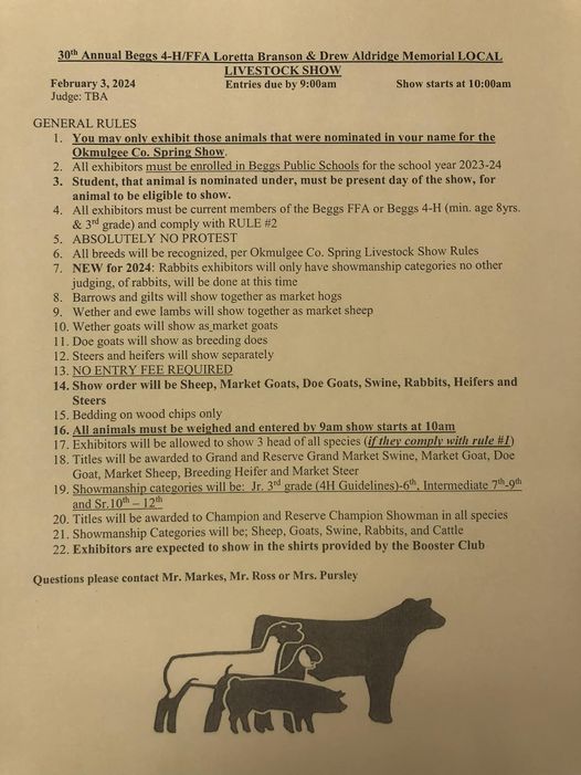 ffa show guidelines