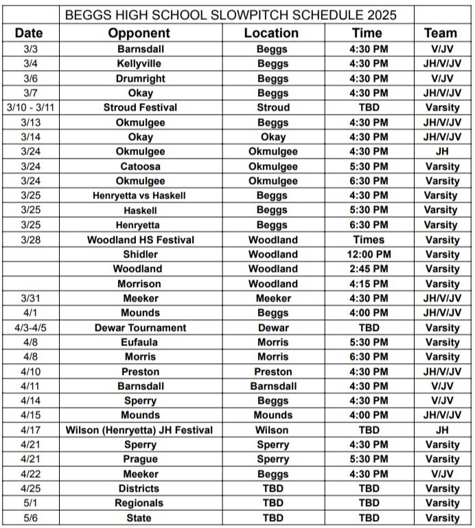 2025 Schedule.