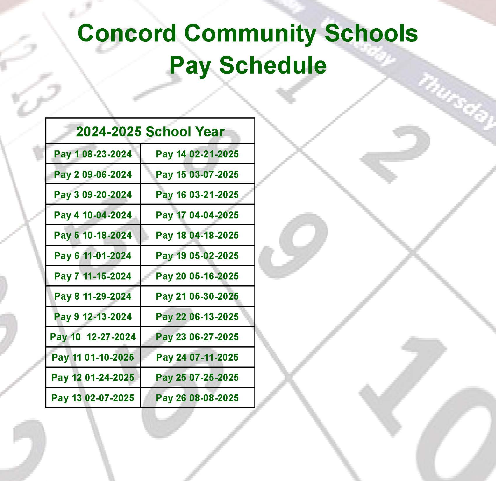 2024-2025 Pay Schedule 