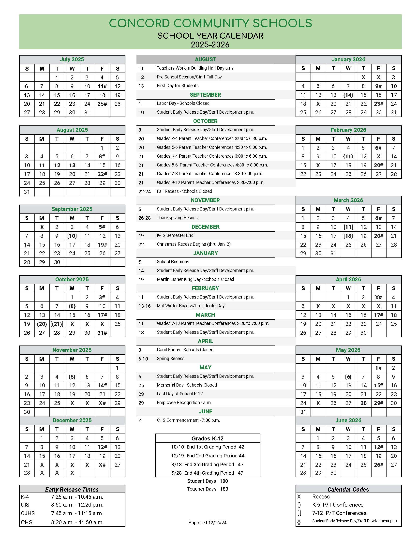 2025-2026 School Year Calendar