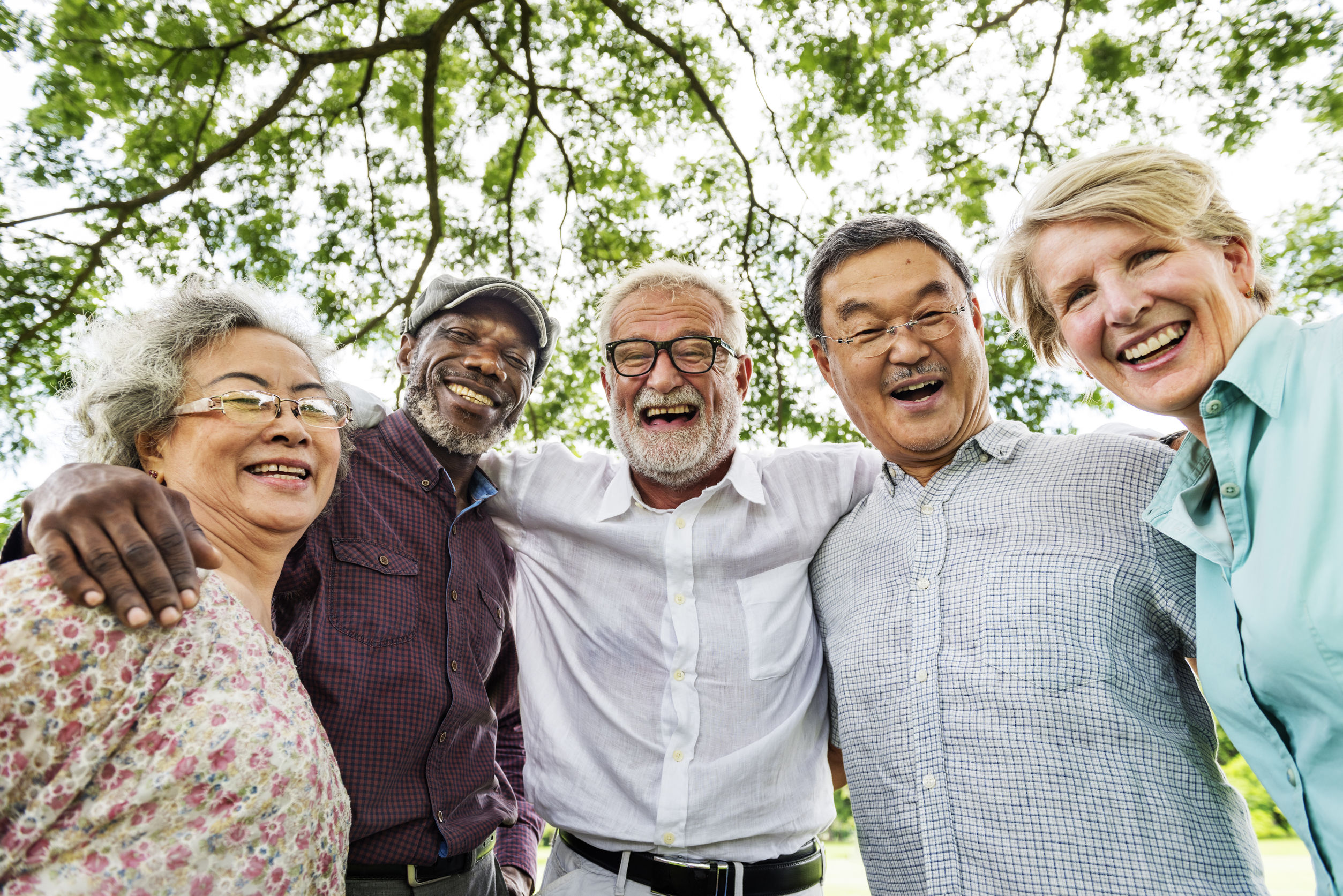 Group of five senior community members