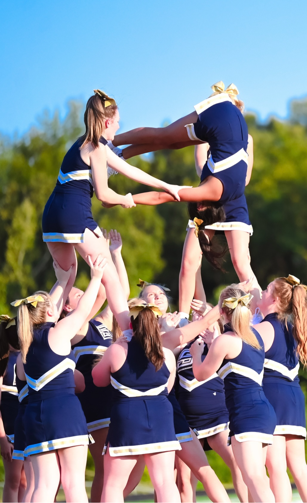 Cheerleaders doing a stunt