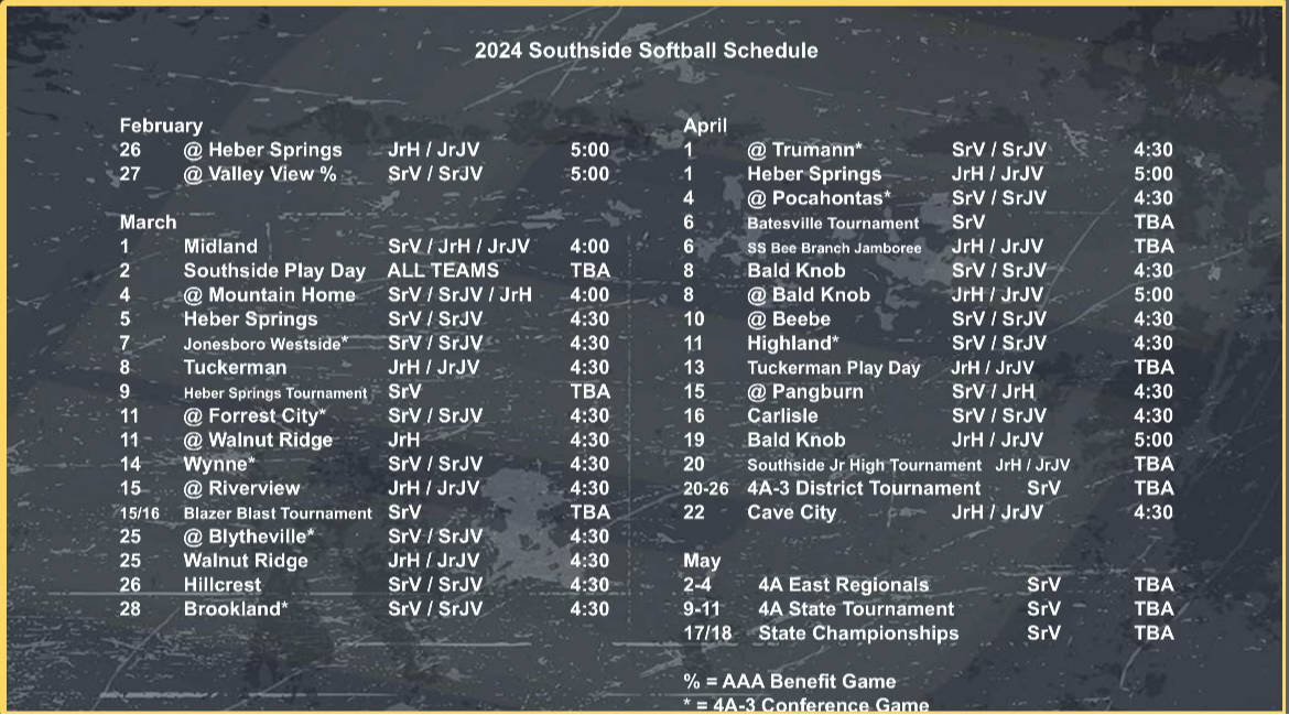 Softball Schedule 2024
