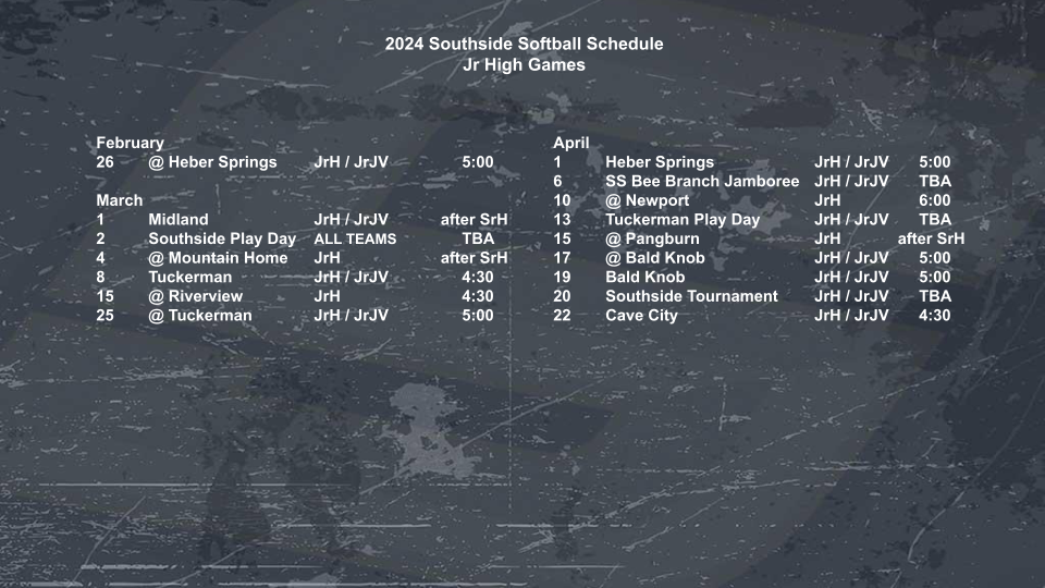 Jr. High 2024 Softball Schedule