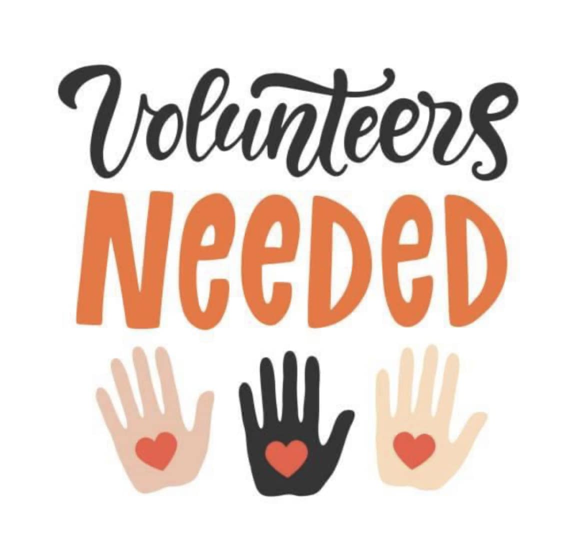 Volunteers needed - hands with hearts