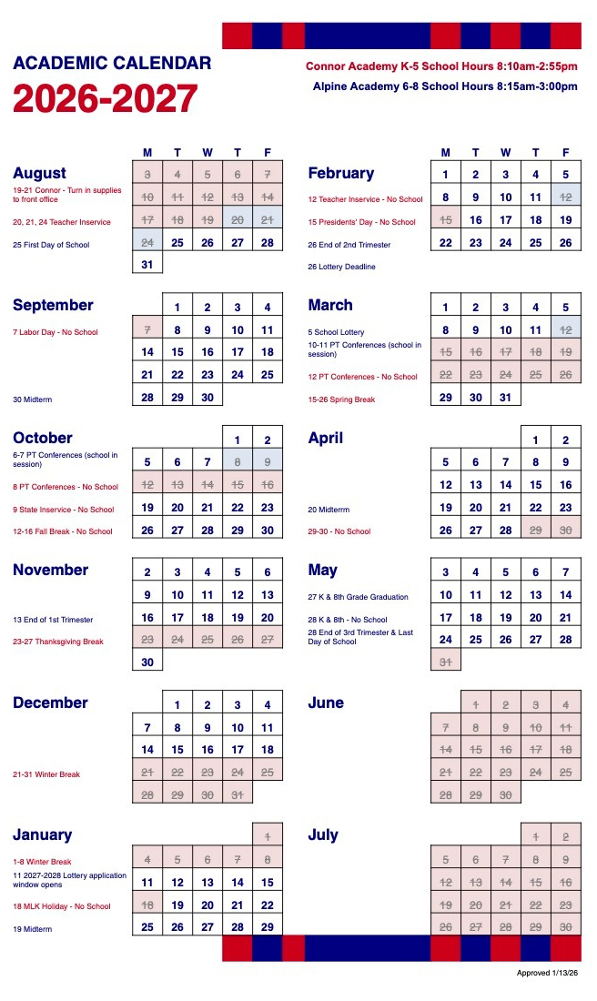 Calendars | The Academy Public Charter Schools