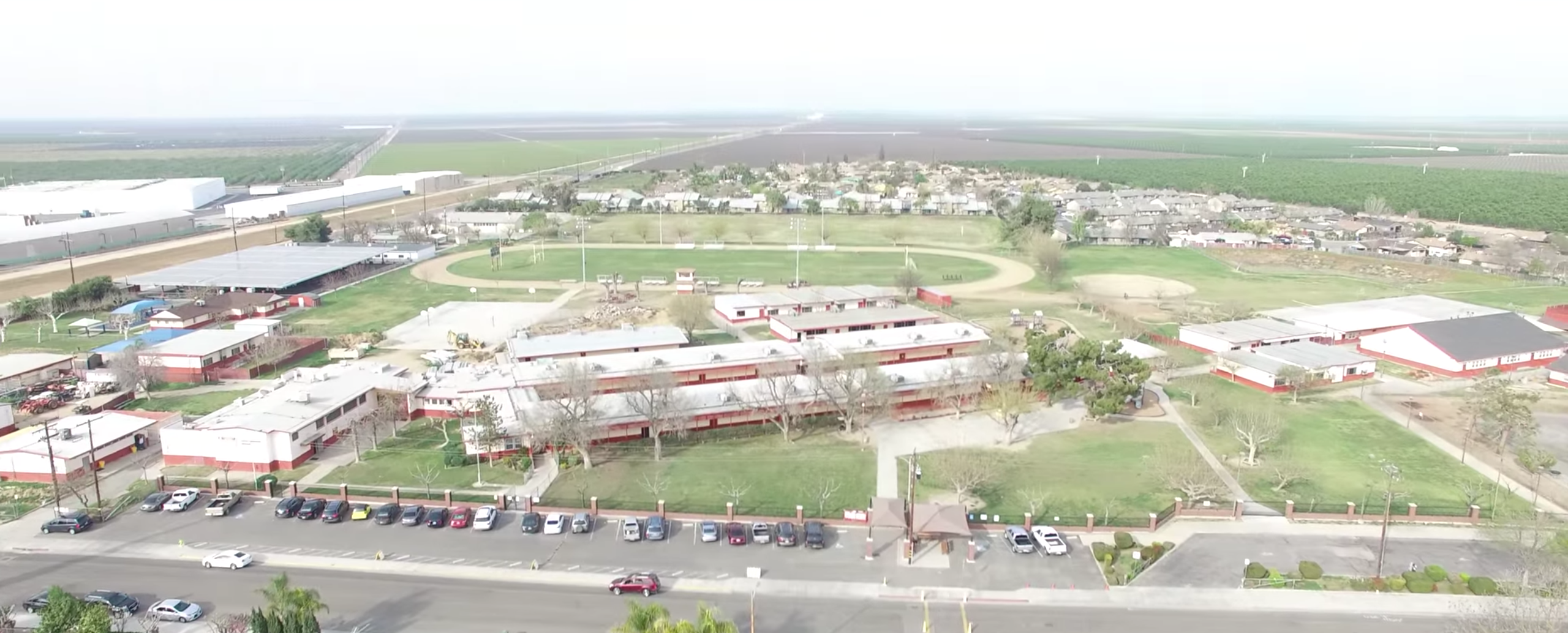 Aerial view of school campus