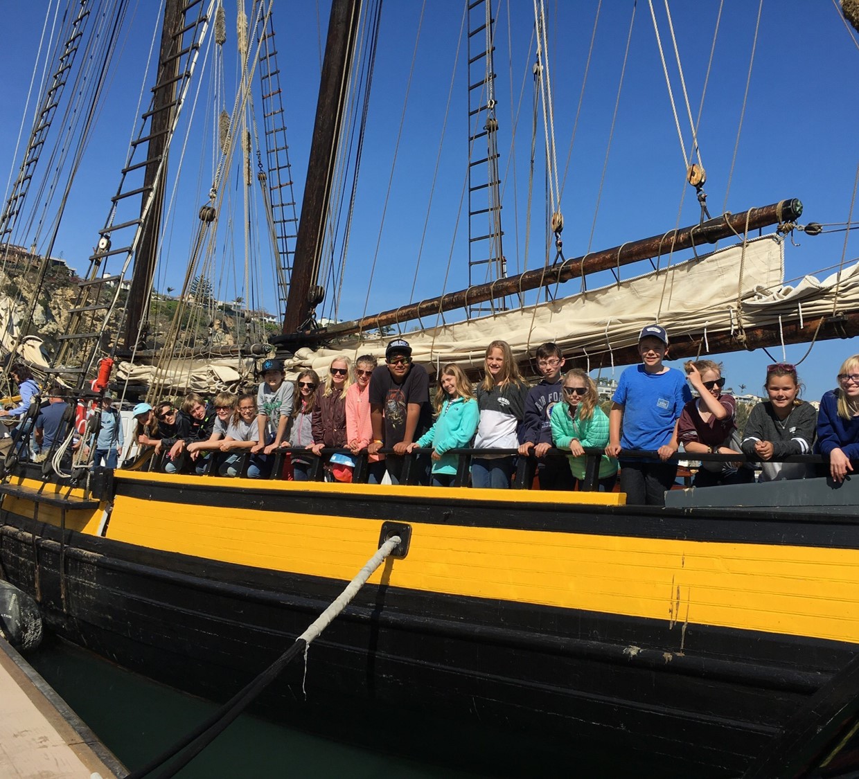 Sixth Graders aboard a tall ship in California