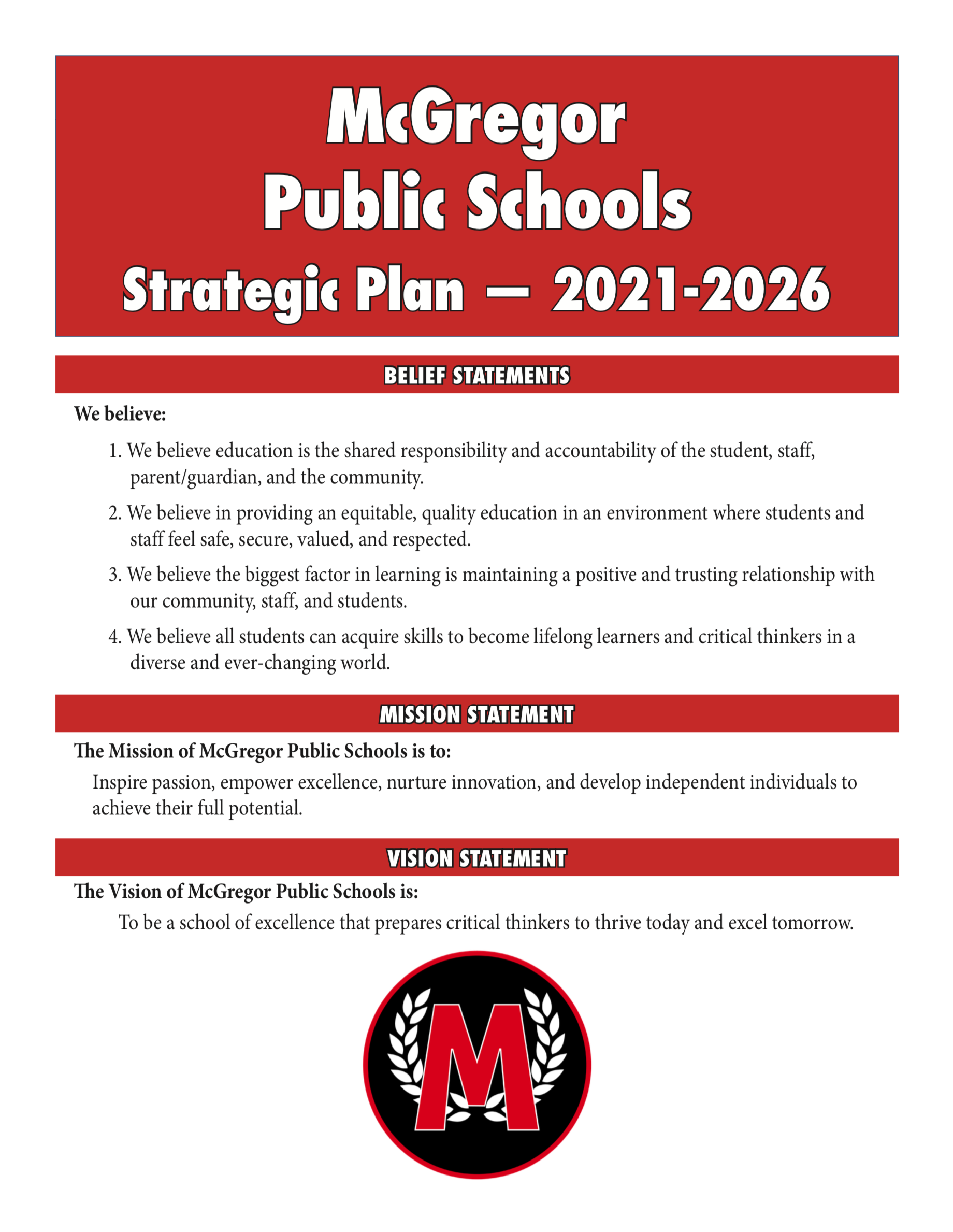 Strategic Plan McGregor ISD #4 Strategic Plan McGregor ISD #4