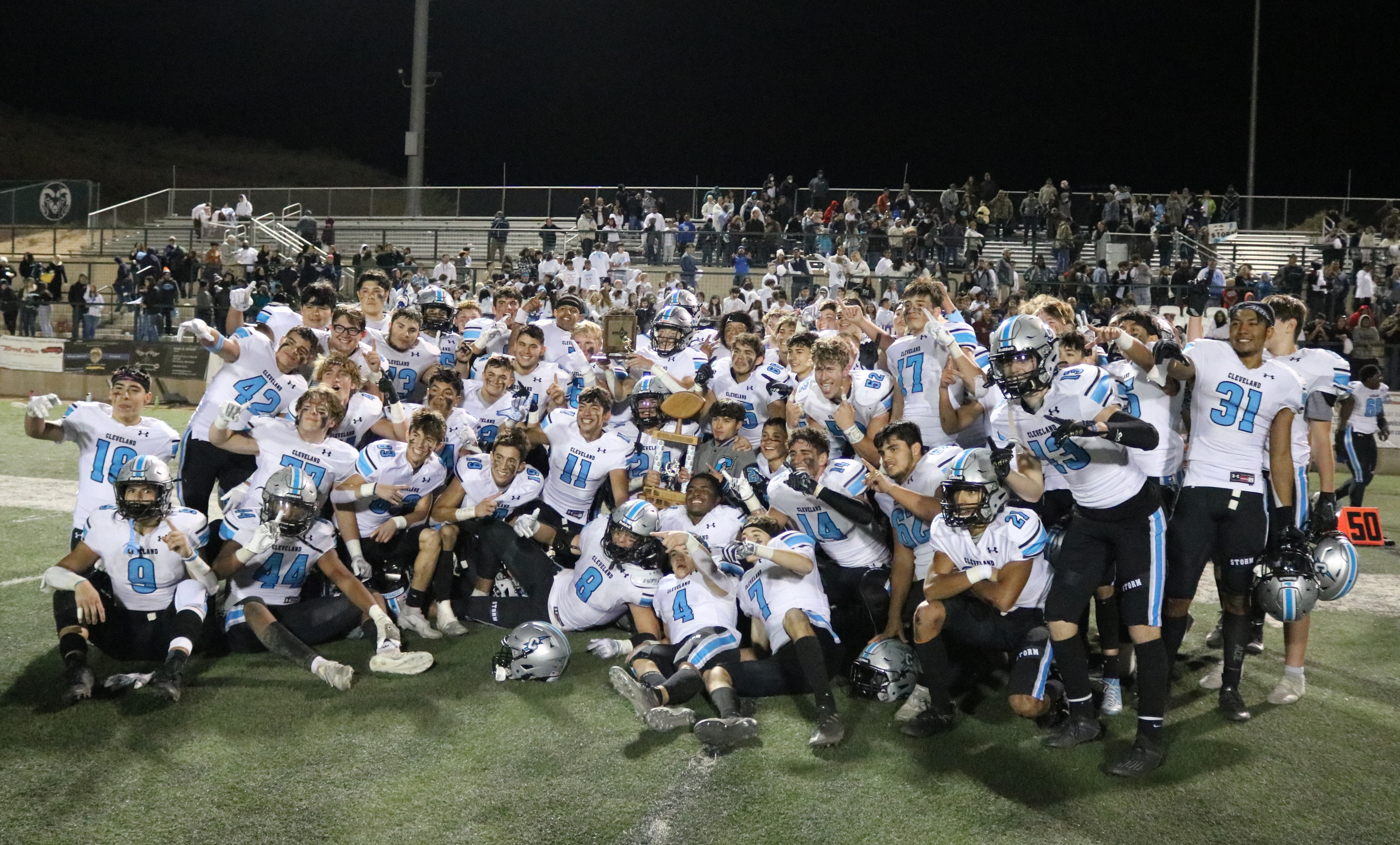 CHS football players pose for a photo after a victory over RRHS in Oct. 2021