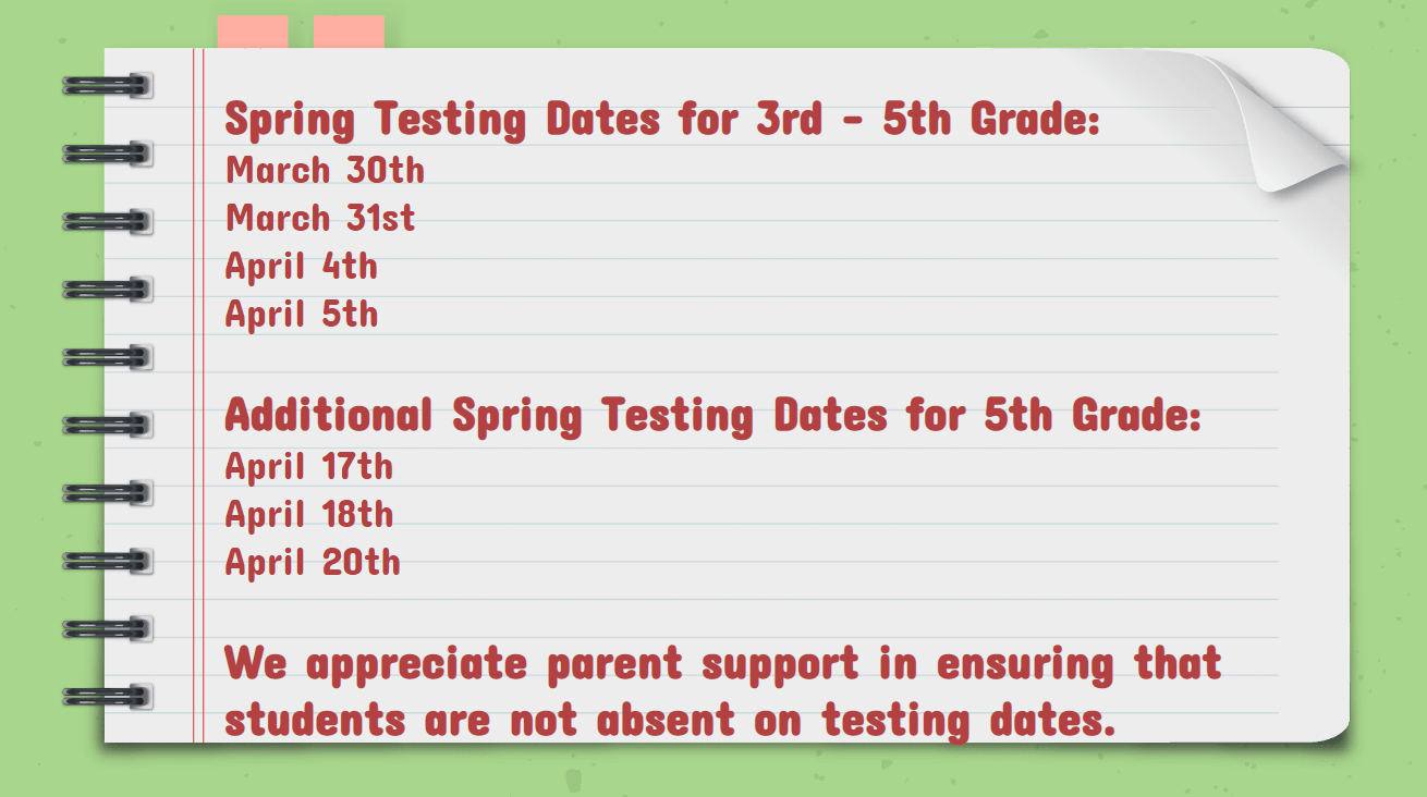 Spring Testing Dates
