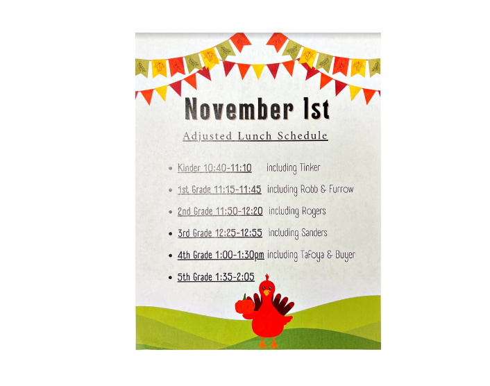 Thanksgiving Lunch Schedule