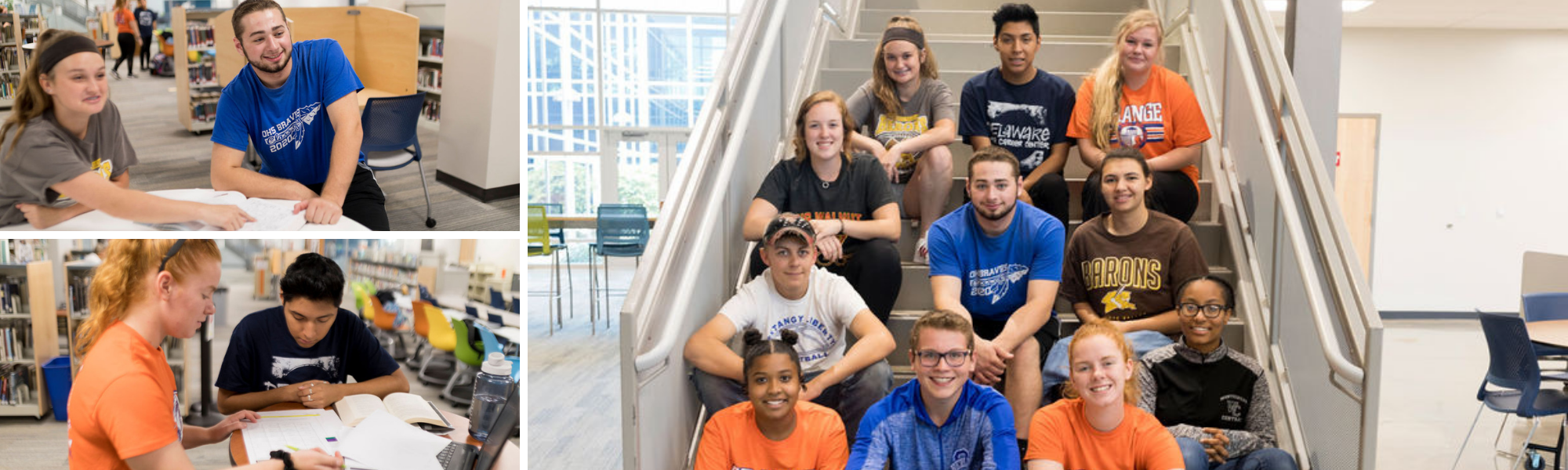 Group of students sitting on the stairs together