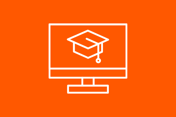 Enrollment Icon - computer screen with graduation cap