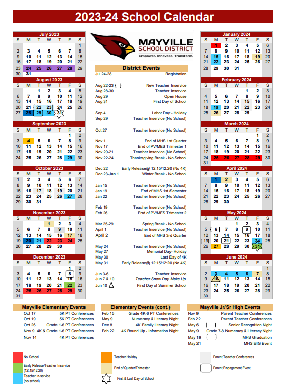 District Calendar | Mayville School District