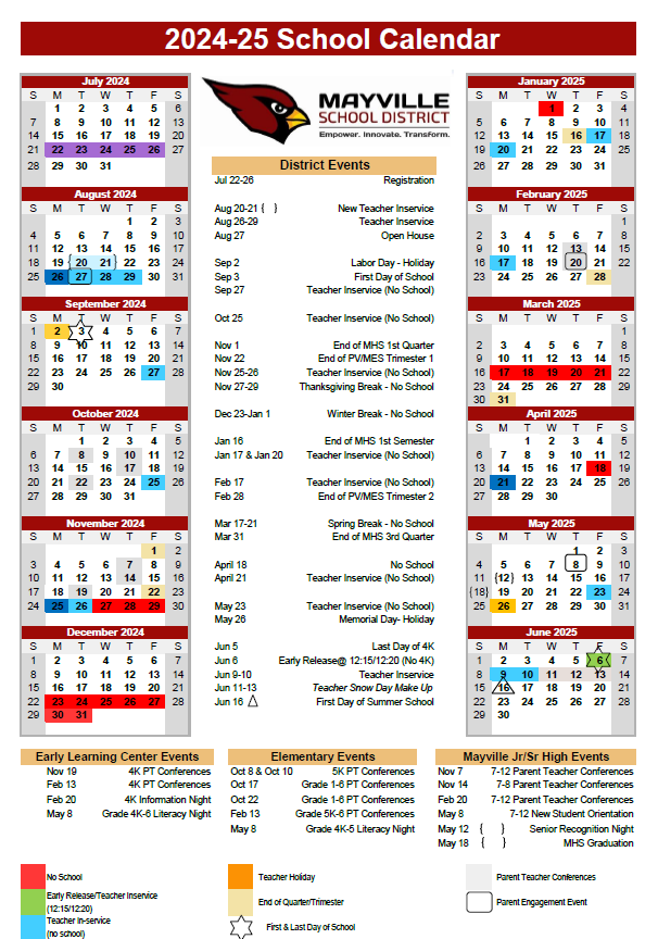 2024-25 District Calendar