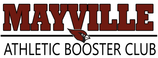 Mayville Athletic Booster Club Logo (w/red/black/white Cardinal and Text)