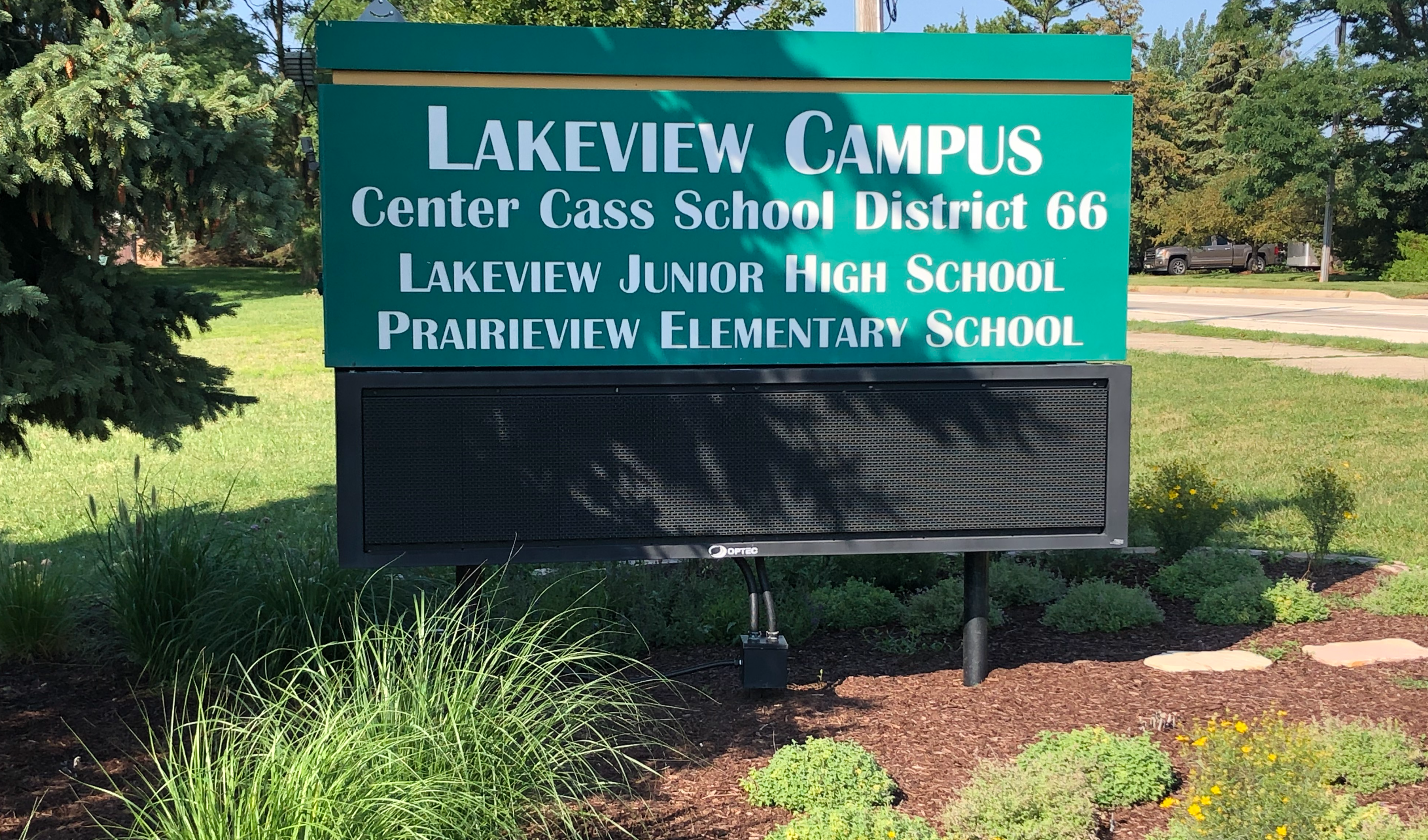 Lakeview campus Center Cass School District 66 Junior High and Prairieview Elementary sign