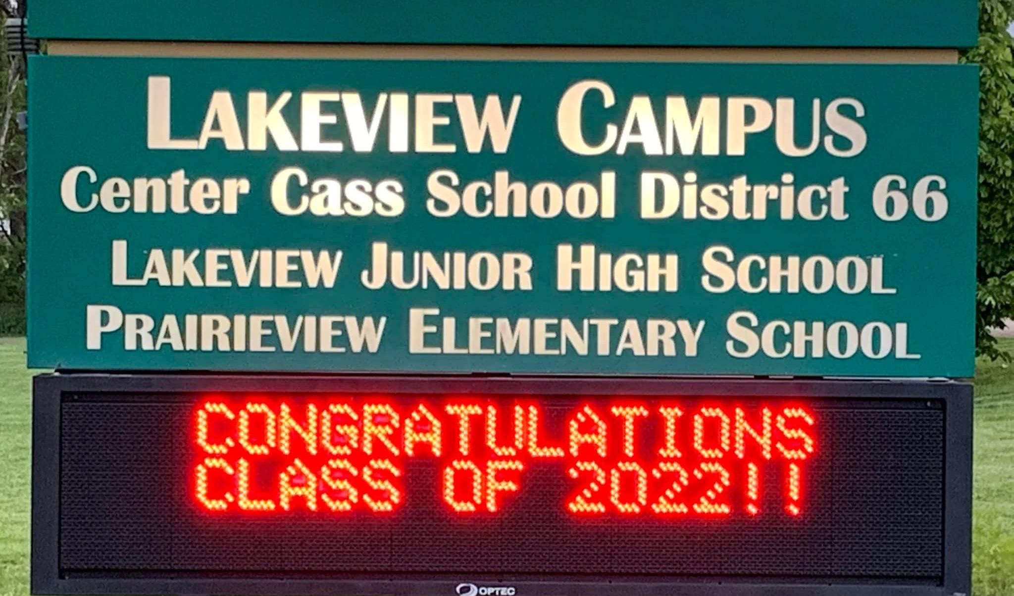 Lakeview Campus sign that reads Congratulations Class of 2022!