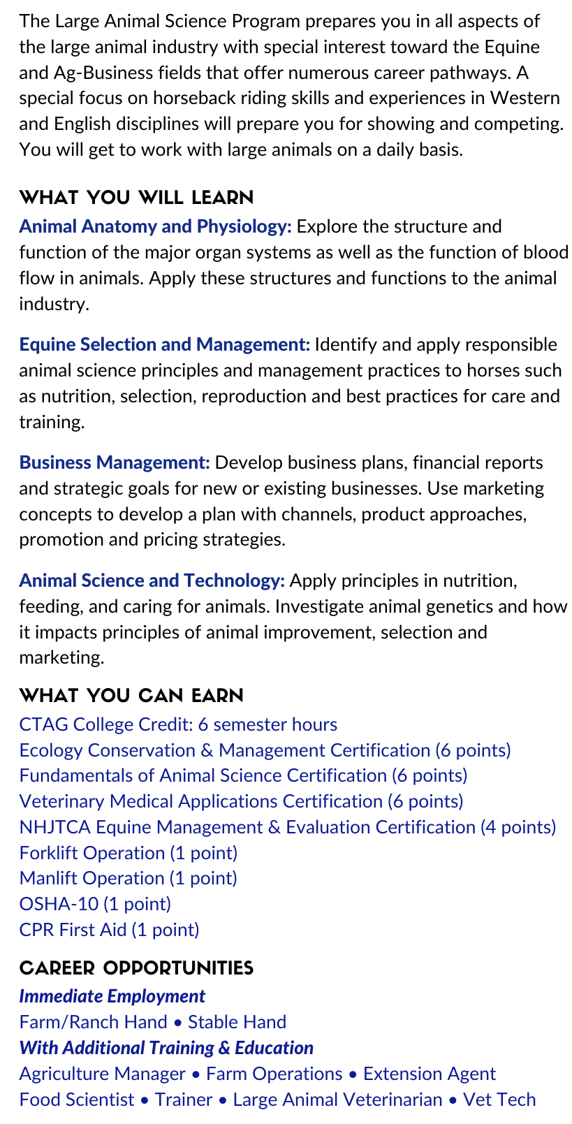 LARGE ANIMAL SCIENCE Grant Career Center Future Student