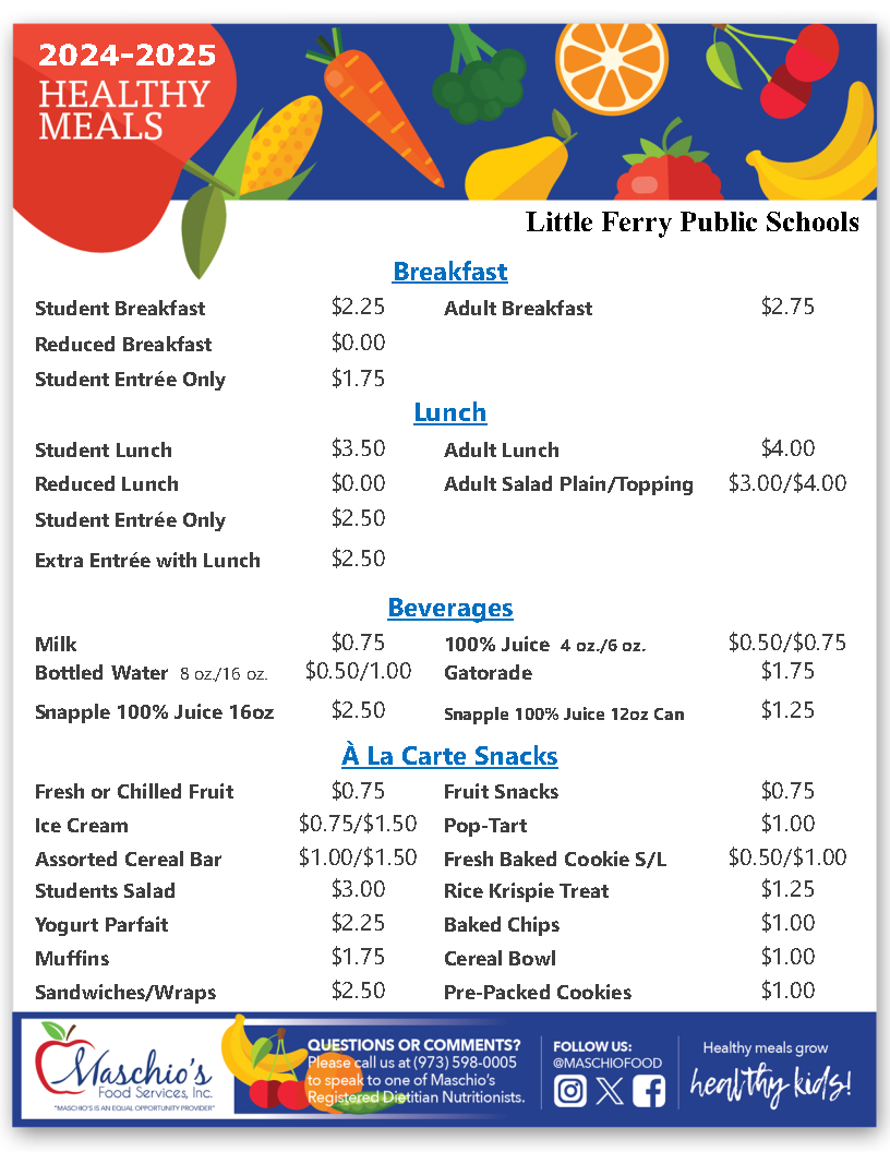 Maschio's Little Ferry Foodservice Price List