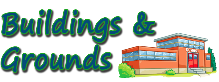 Buildings and Grounds Graphic with logo and school building