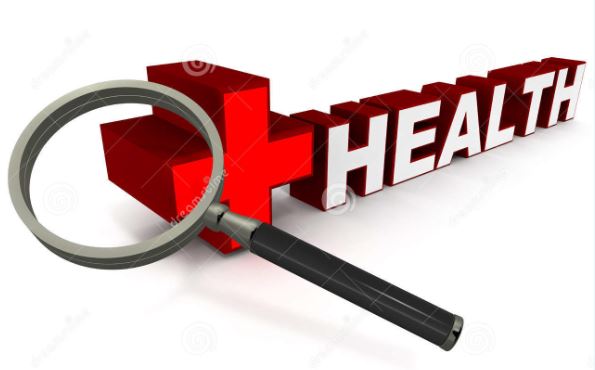 The word Health and magnifier