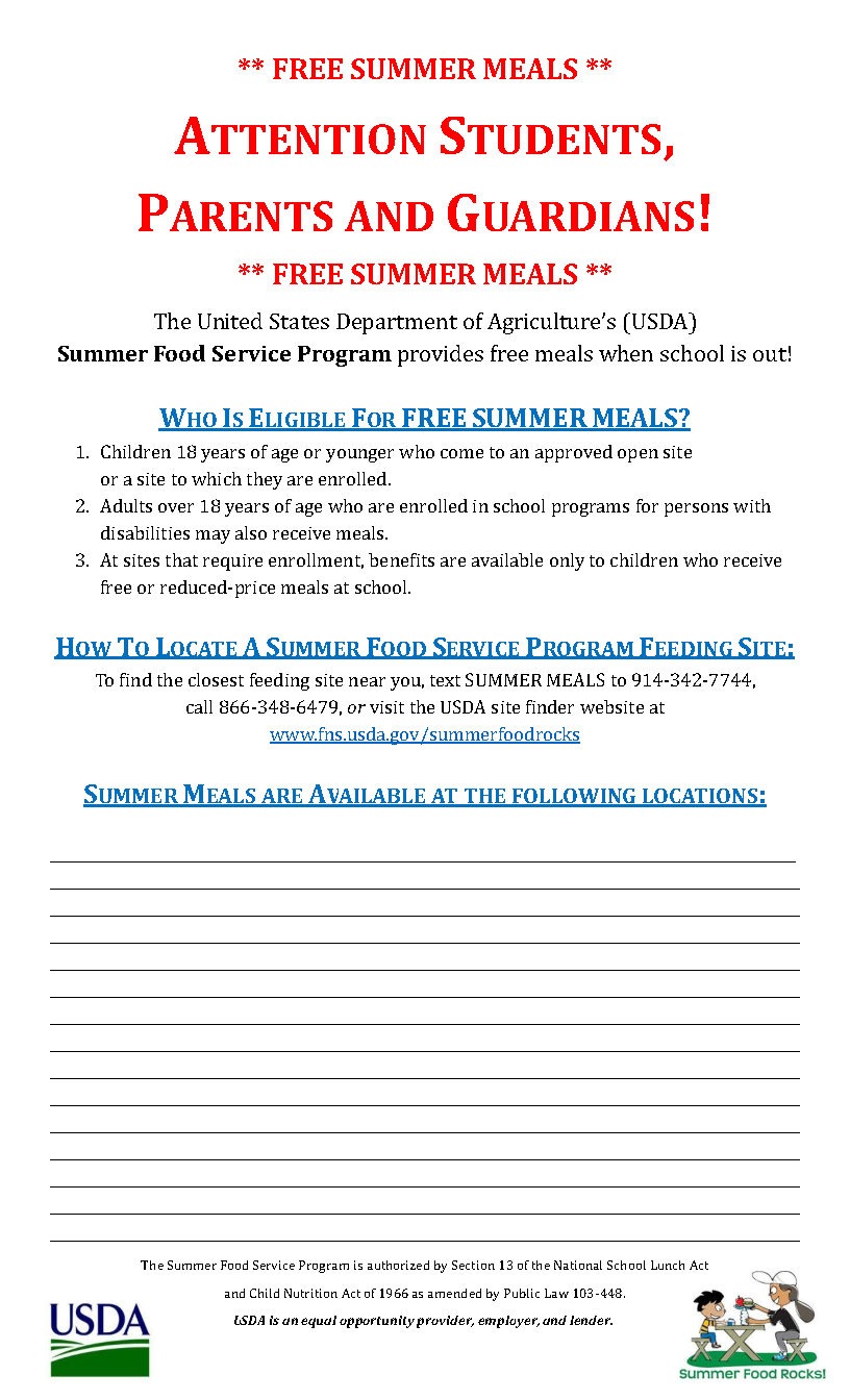 Summer Meal Program Flyer