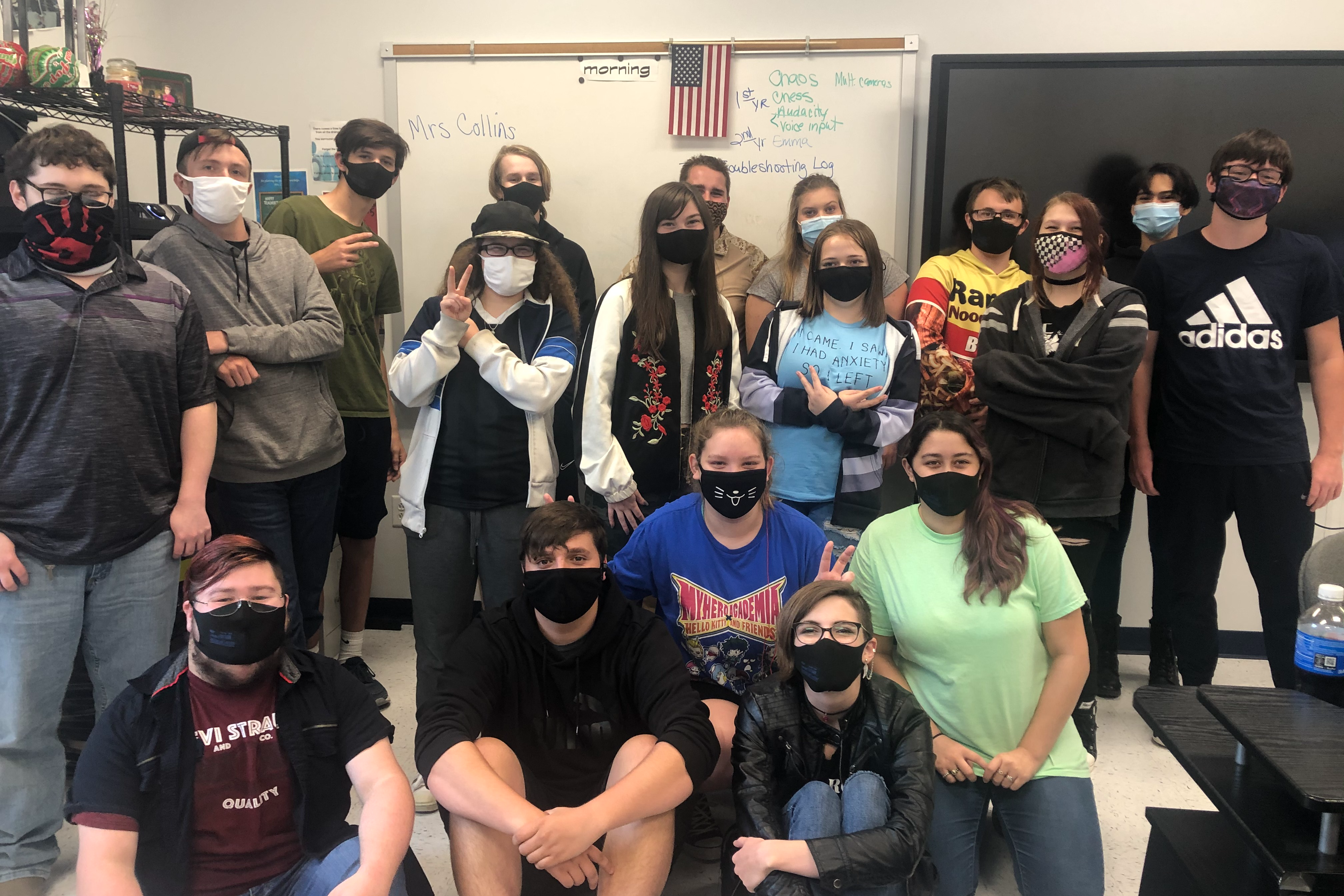 A group of students in masks
