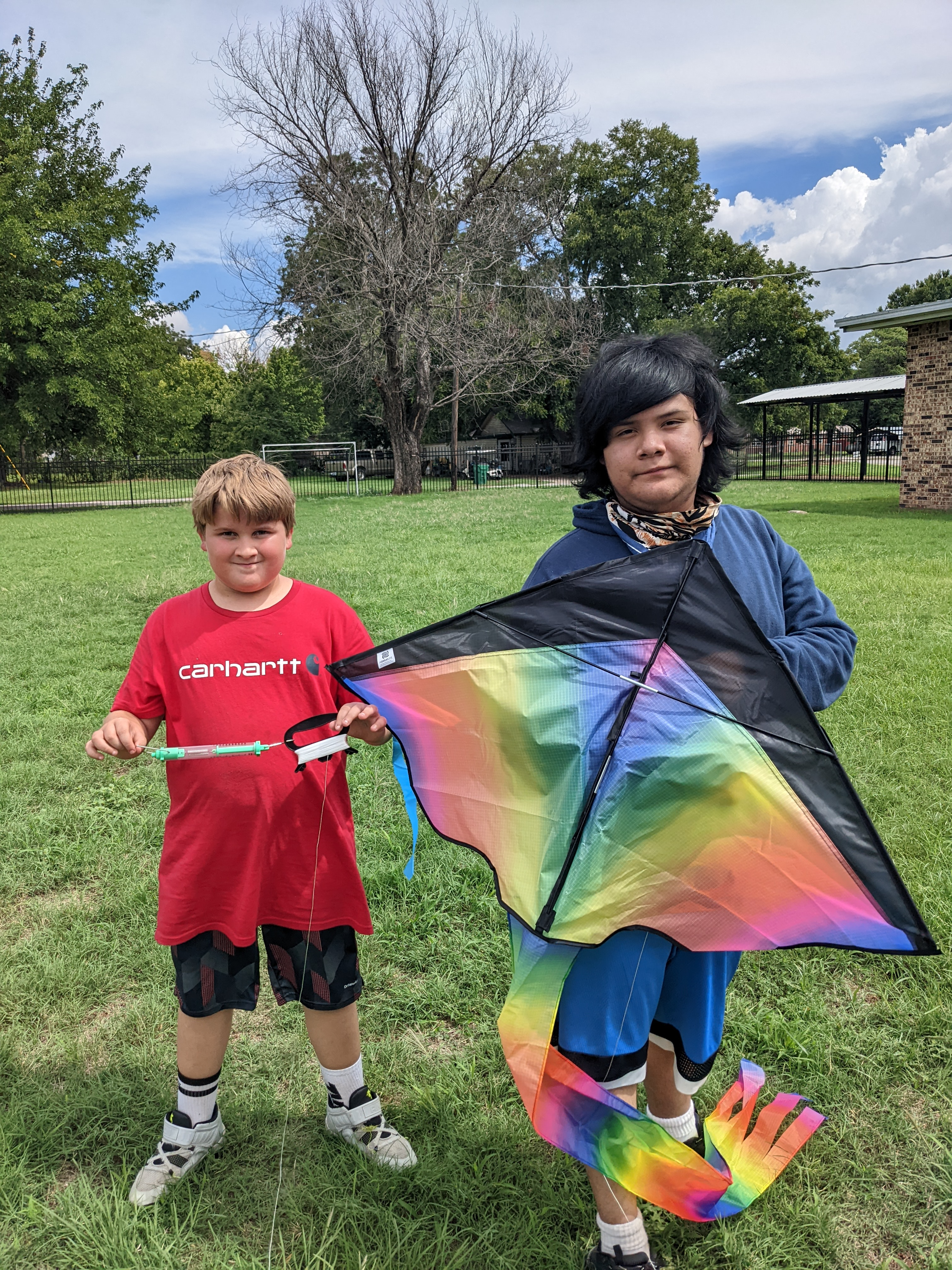 Holden and Luis with a kite