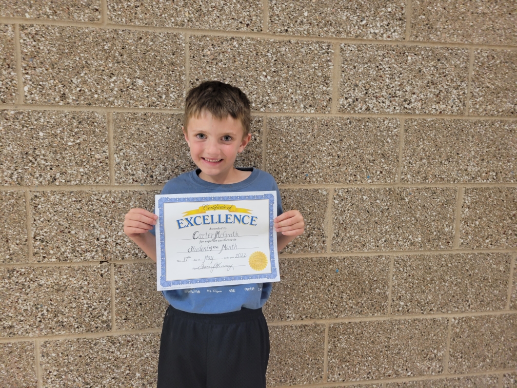 Carter is Student of the Month for May!