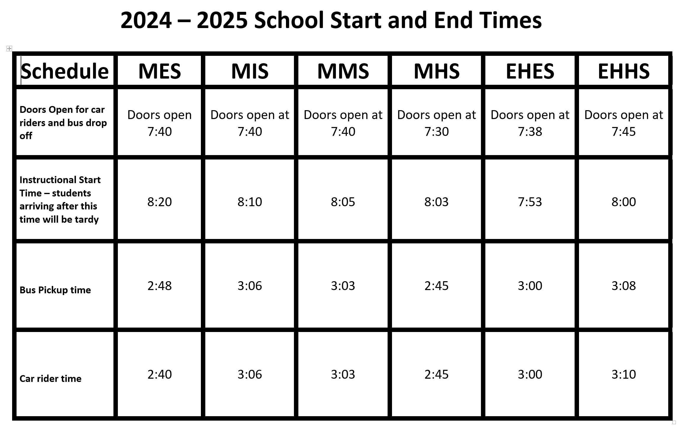 School Start and End Times