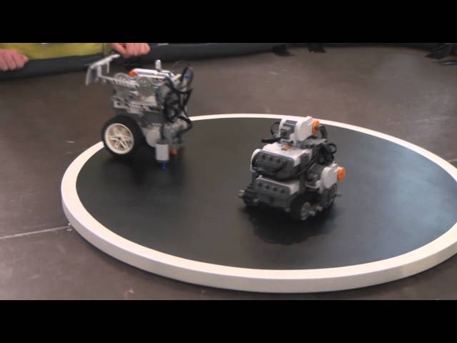 Two EV3 robots in a Sumo Wrestling Challenge