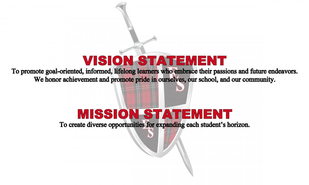 Vision Statement: To promote goal-oriented lifelong learners who embrace their passions and future endeavors. We honor achievement and promote pride in ourselves, our school, and our community. MIssion Statement: To create diverse opportunities for expanding each student's horizon.