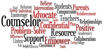A word cloud of common counseling terms. This is decorative.
