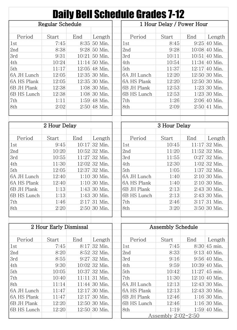 Daily Bell Schedule Riverside Local Schools