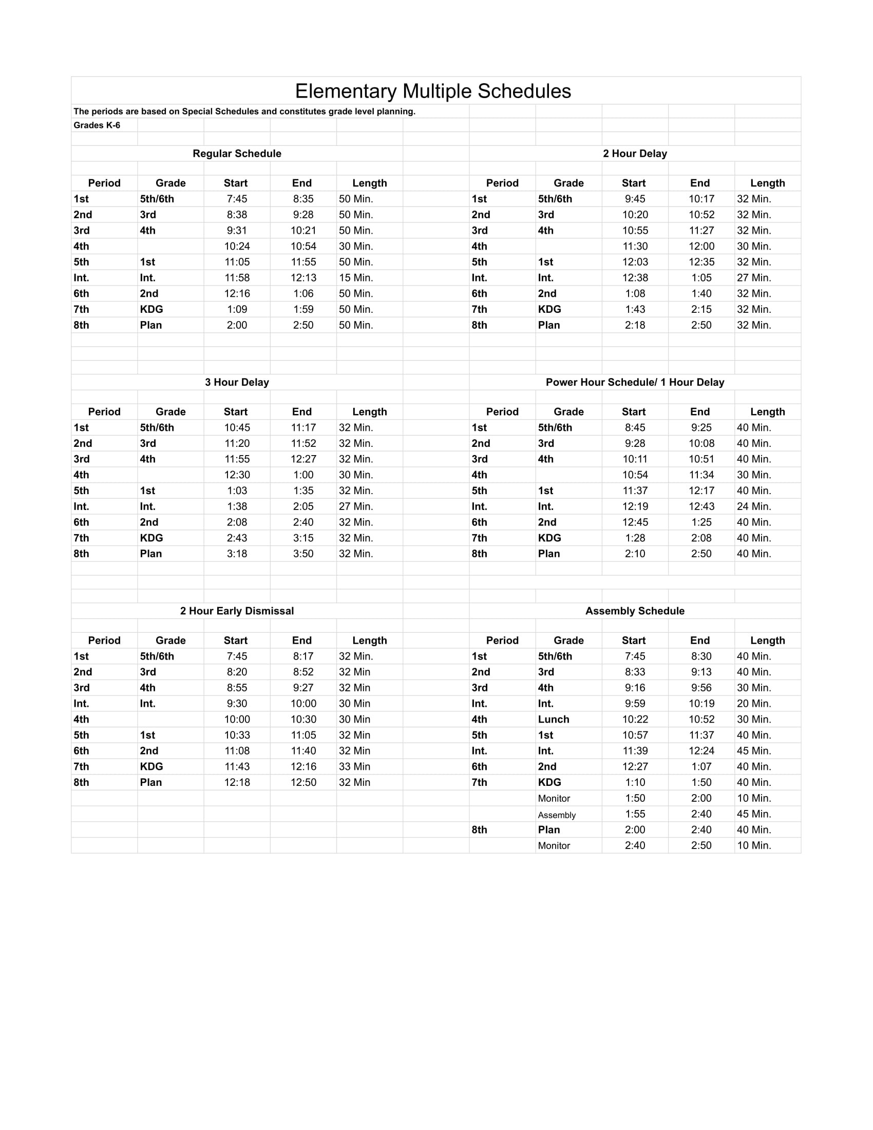 elem bell schedule