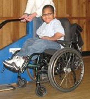 Young child in a wheelchair