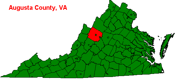 Virginia Map with Augusta County highlighted