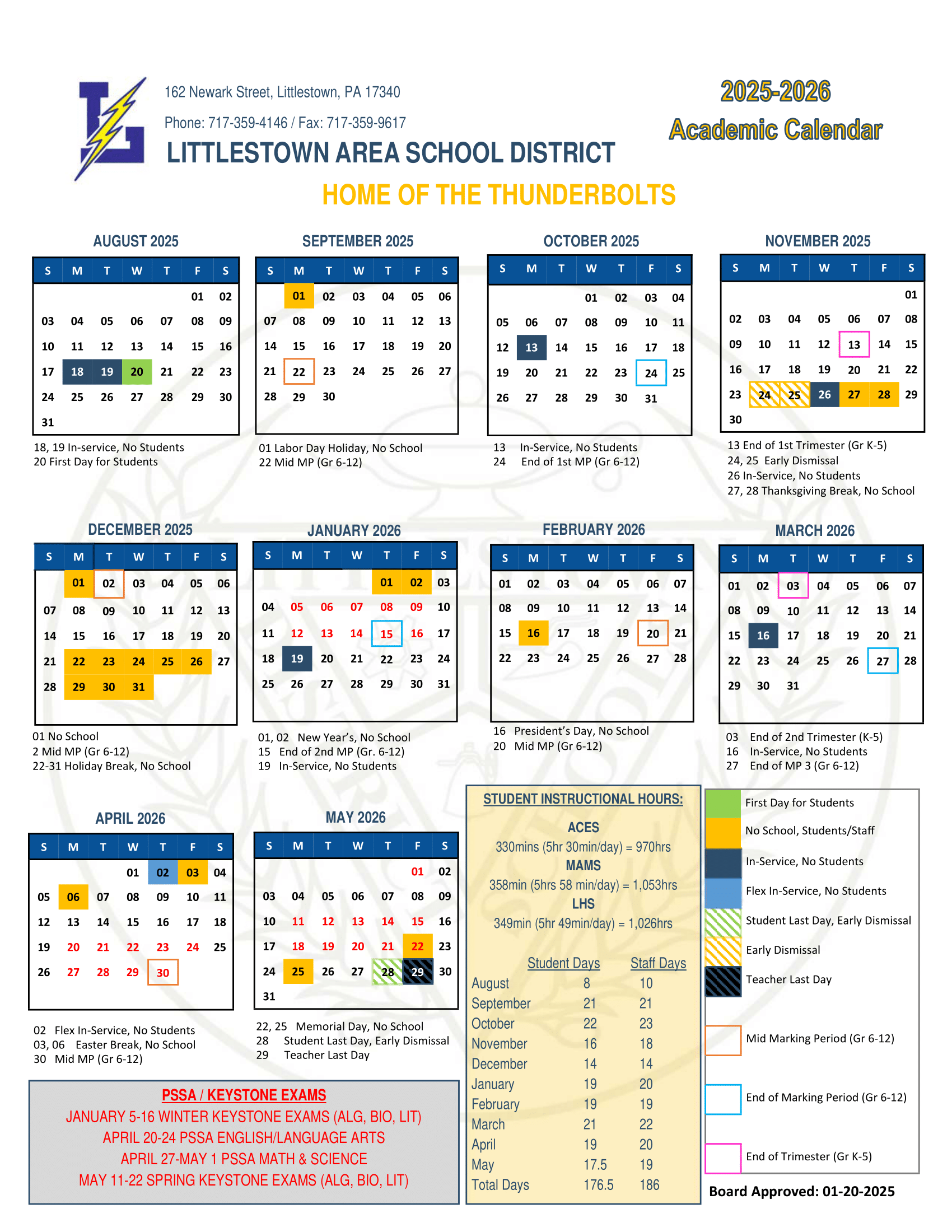 District Calendar | Littlestown Area School District